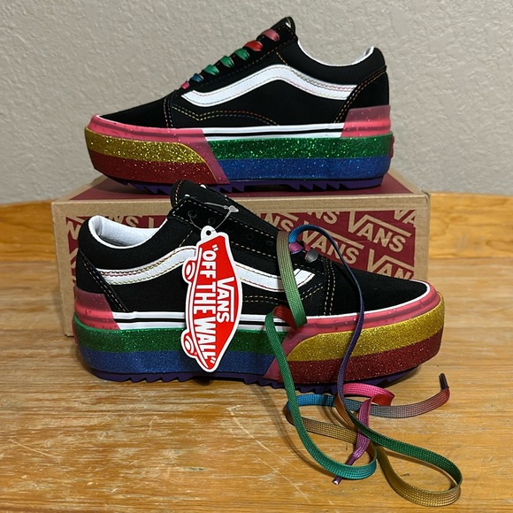 Vans old Stacked Glitter Black Rainbow - Picture 2 of 8